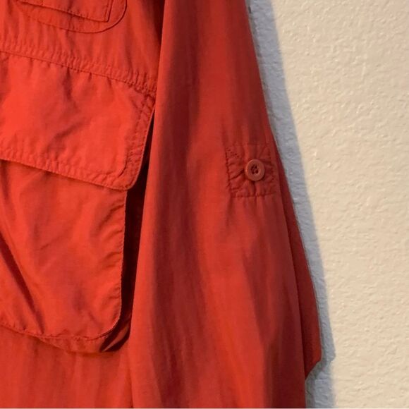 CABELA’S Guidewear Fishing Shirt Men L Reg Maroon Long Sleeve Nylon Zip Pockets - Picture 8 of 13